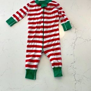 Hanna Anderson Christmas stripes- Baby Zip Sleeper In Organic Cotton